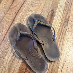 Rainbow Braided Thong Leather Flip Flops 7.5